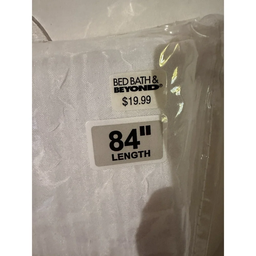 BED BATH & BEYOND WHITE CRUSHED VOILE SEMI SHEER 2 PANELS CURTAINS 50 X 84 NEW